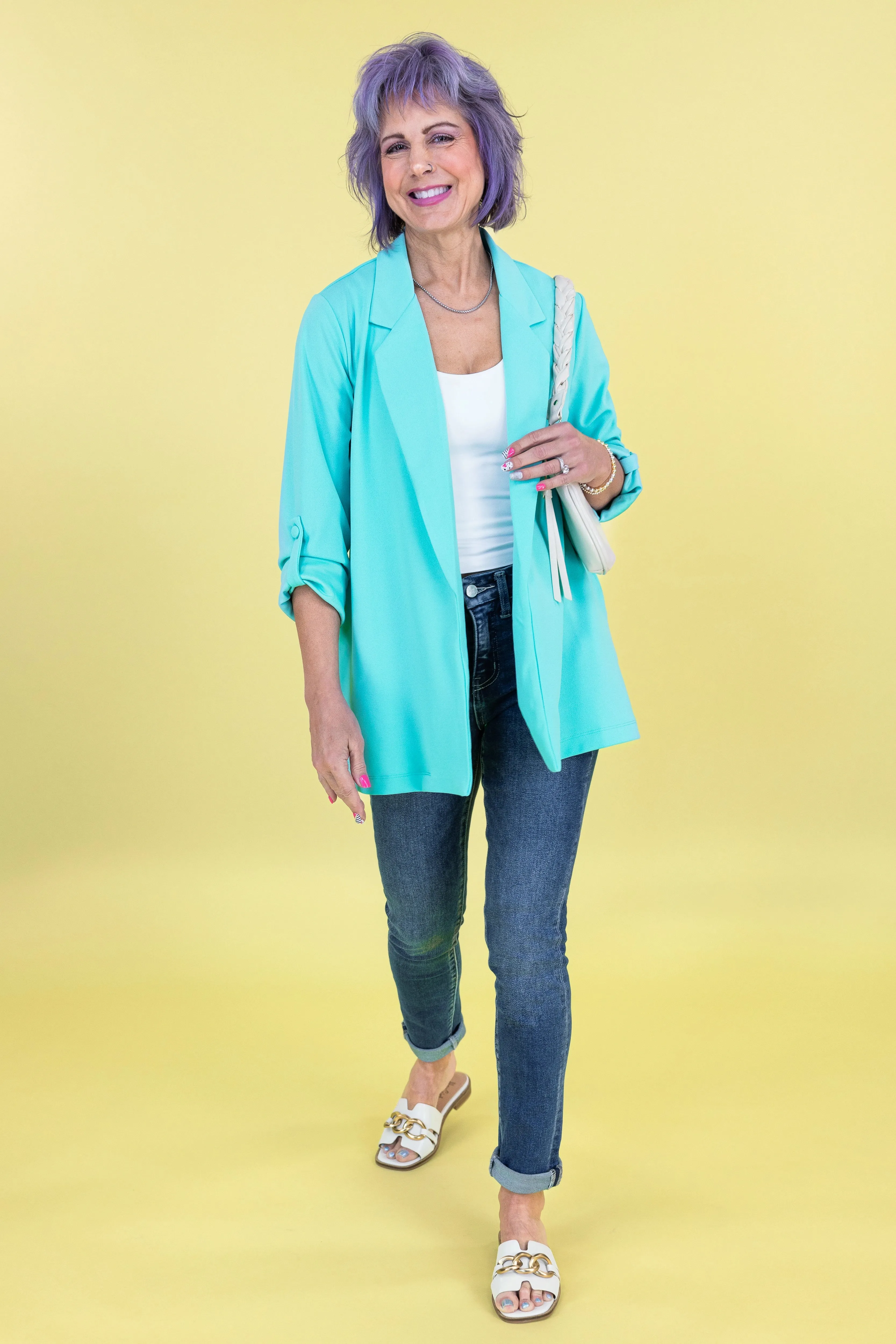 Damen Blazer mit lockerer Passform und offener Front