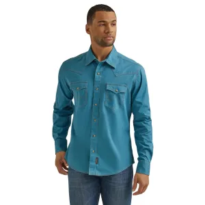 Wrangler Retro Premium Langarmhemd in Türkis von Wrangler Clothing