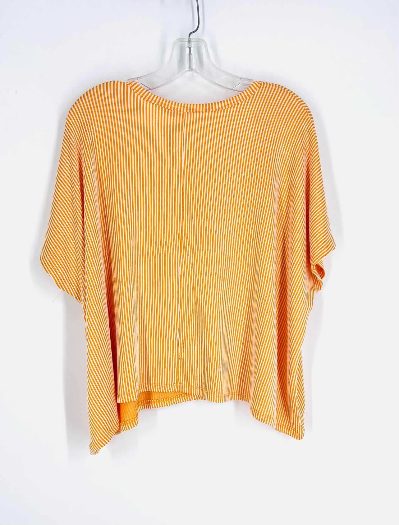 Zenana Größe S Orange/Weiß Kastenstreifen Oberteil Kurzarm