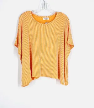 Zenana Größe S Orange/Weiß Kastenstreifen Oberteil Kurzarm
